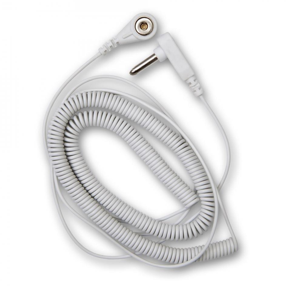 Spiral-Erdungskabel mit Drucknopf, Länge: ca. 6m